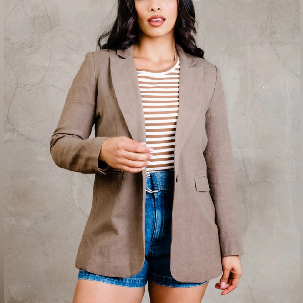 NEW Able Heather Linen Blazer in Driftwood, size S